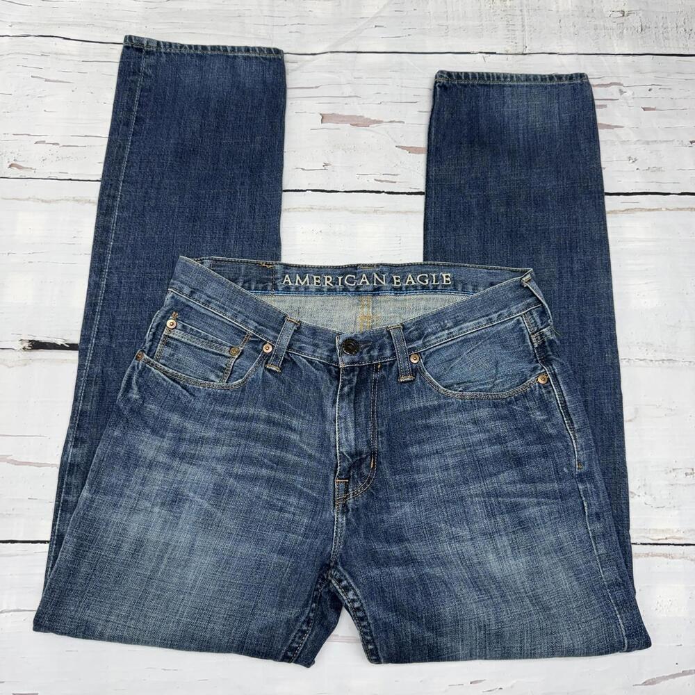 American Eagle Slim Straight Classic Denim Blue 32x34 Y2K Everyday